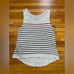 Dakini Heather Gray Striped Linen Tank Top